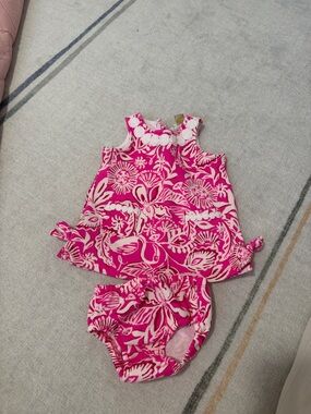 Lilly Pulitzer Hot Pink & White Floral Two-Piece Baby Set